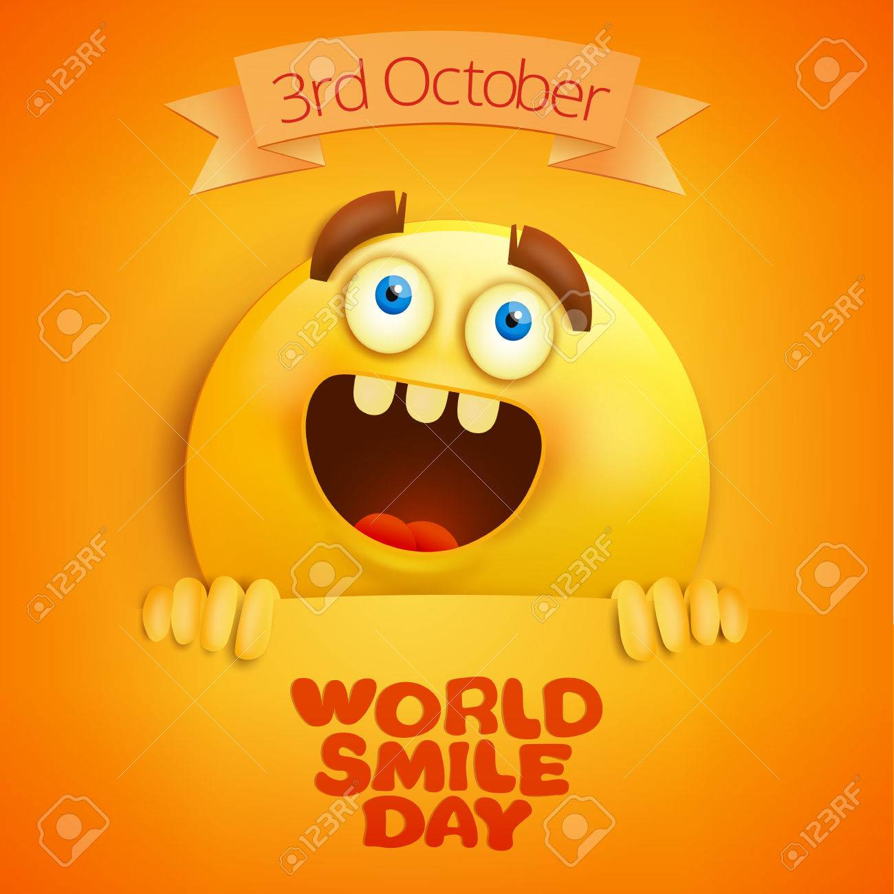 yellow smiley face world smile day card template vector