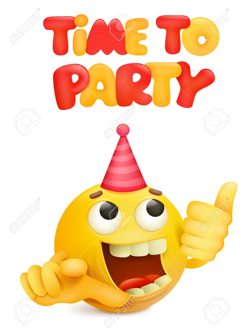party invitation card template with yellow emoji face character