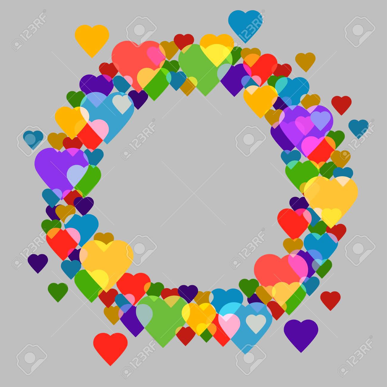 サークル フレーム テキストの灰色の背景にハート 編集しやすいです ベクトル イラスト の写真素材 画像素材 Image