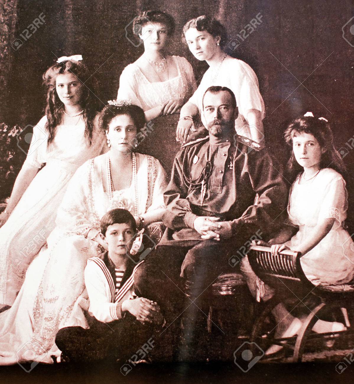 Nicholas Ii Old Family Photo Parents With Six Children - 