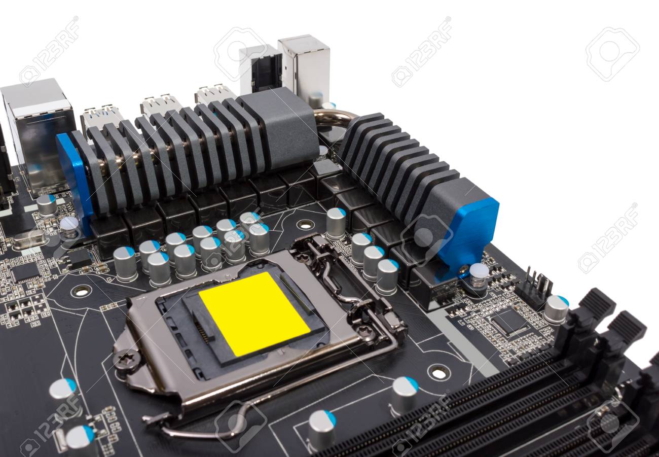 ヒートシンクと Cpu ソケットとマルチ フェーズ電源システム最新のプロセッサ の写真素材 画像素材 Image