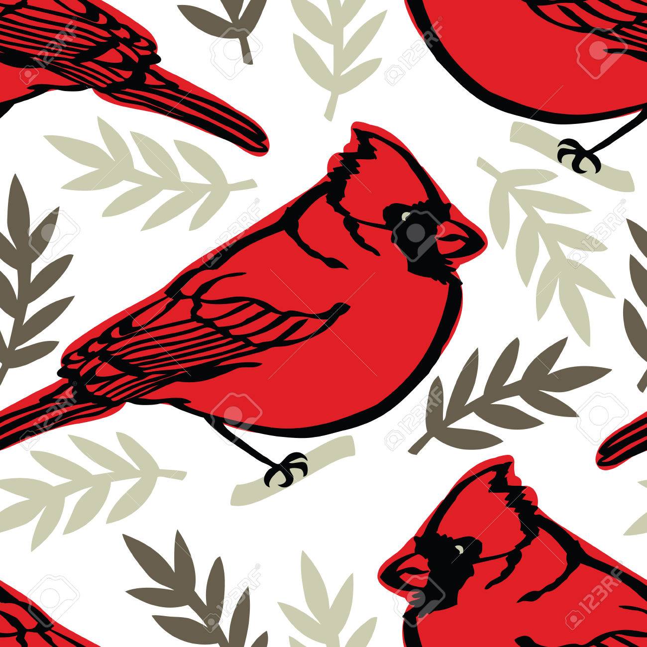 Cardinal Background Seamless Pattern With Birds Royalty Free Cliparts Vectors And Stock Illustration Image 54773688