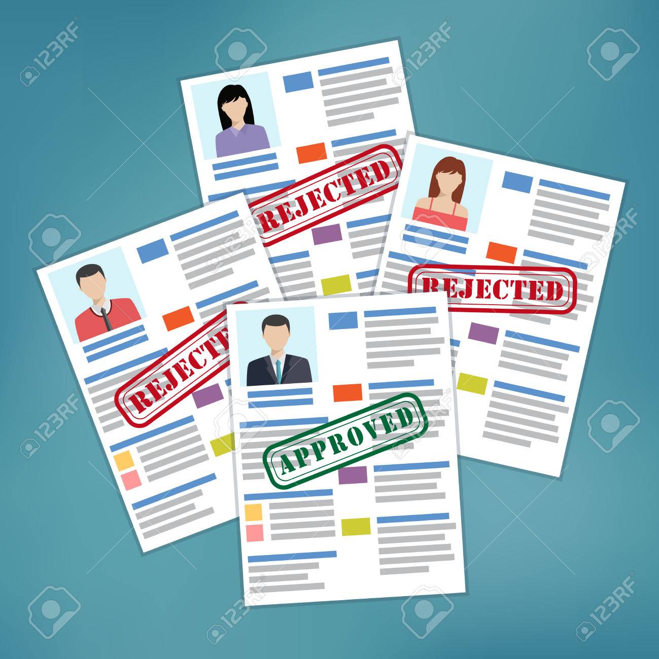 one approved and three rejected candidate resumes candidate candidate resumes