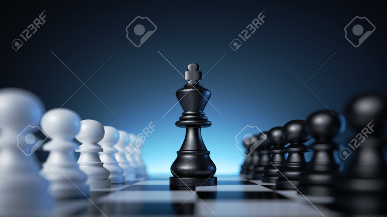 Premium Photo  Chess piece black king blur different chess pieces in the background  3d rendering