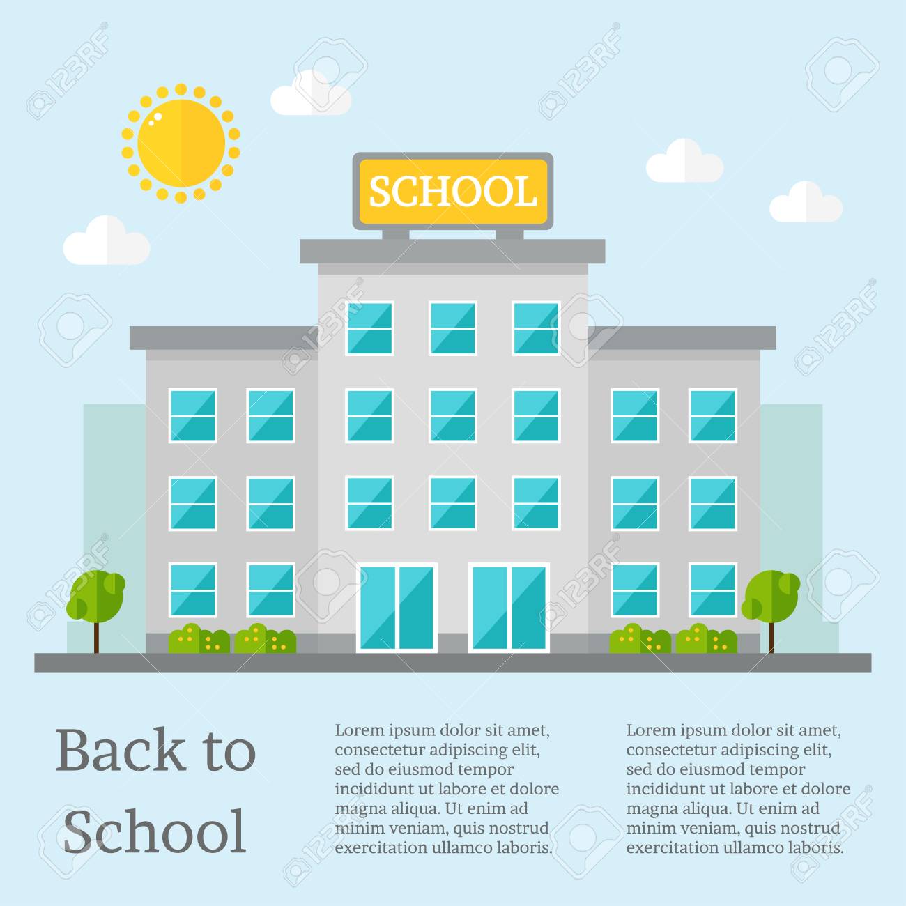 back to school concept image school building on city landscape landscape design template