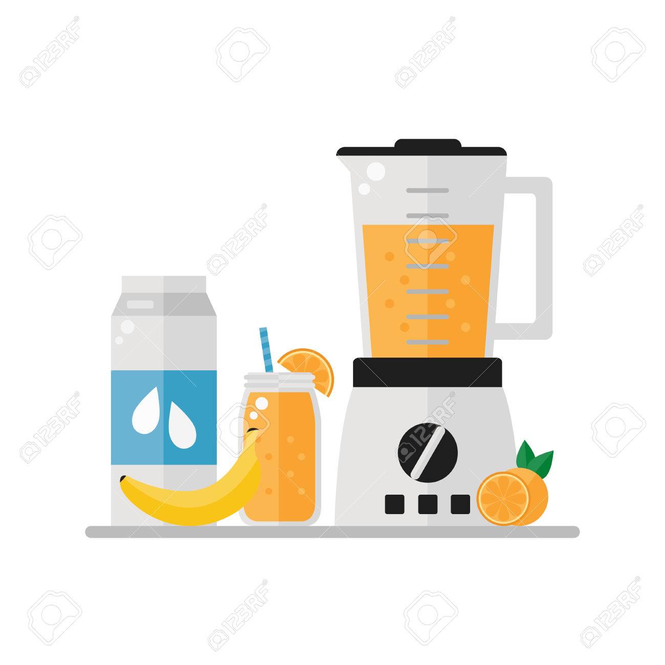 Breakfast Image On White Background Smoothie Milk Fruits Blender Healthy Breakfast Image On White Background Smoothie Milk Fruits Blender Healthy