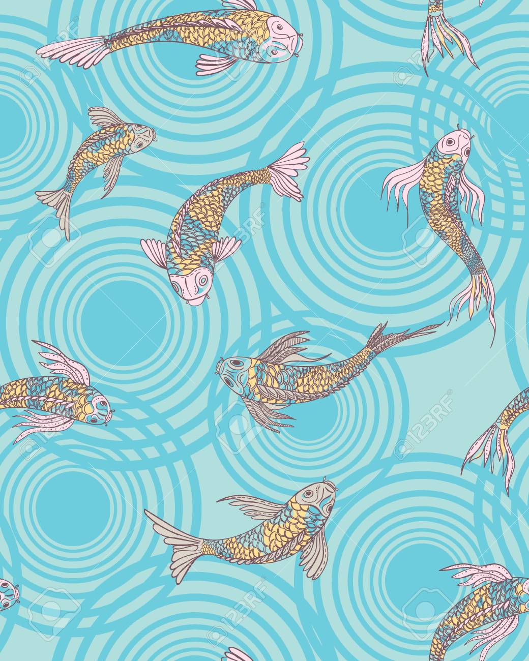 Fish Seamless Pattern Wallpaper Design Japanese Fish Illustration Stock Photo Picture And Royalty Free Image Image 111872533