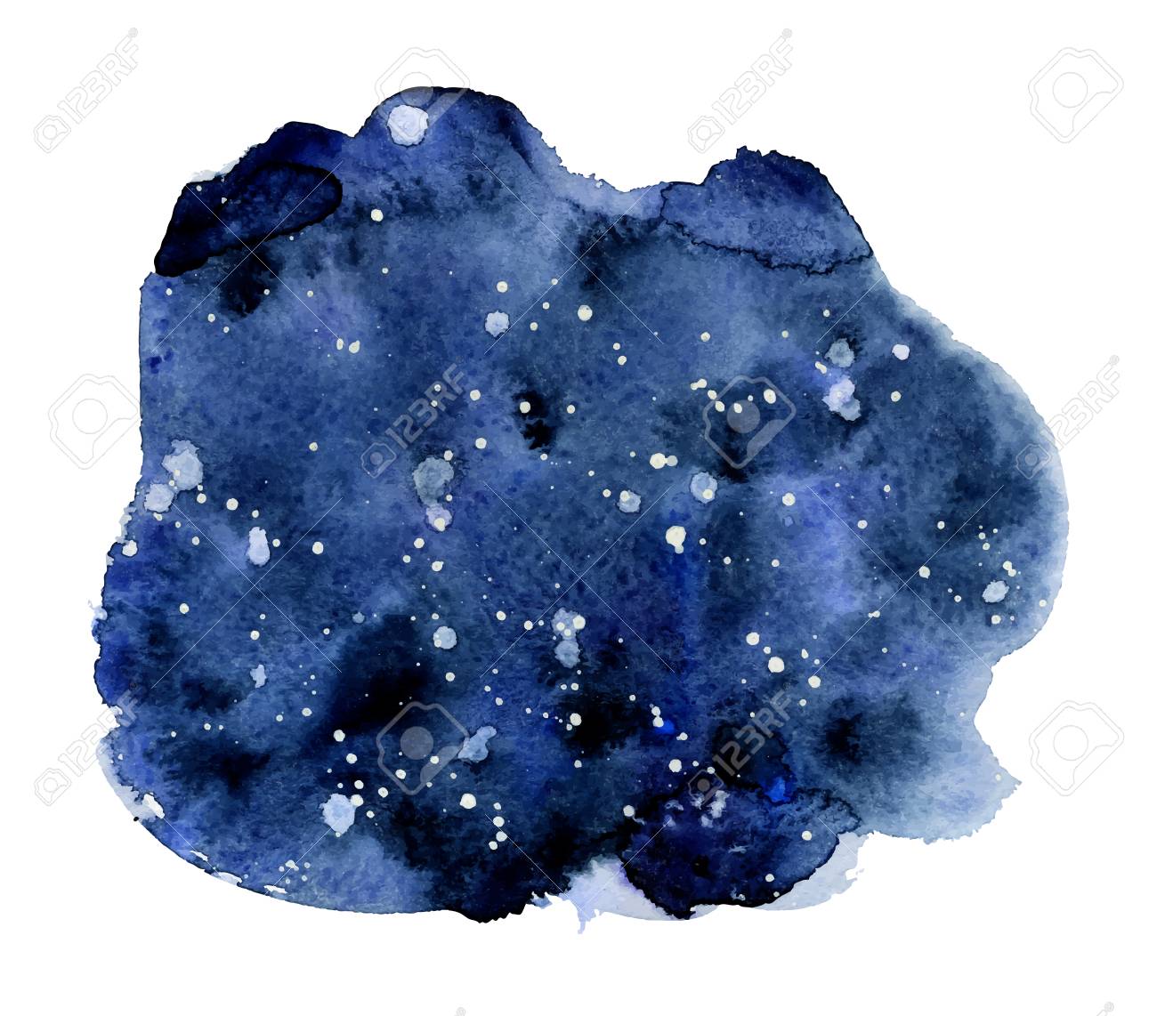 水彩画の夜空の背景 手描きの水彩藍のテクスチャ のイラスト素材 ベクタ Image