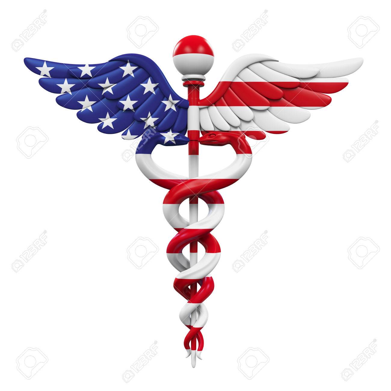 Caduceus American Flag - 62345895 Caduceus American Flag - 62345895