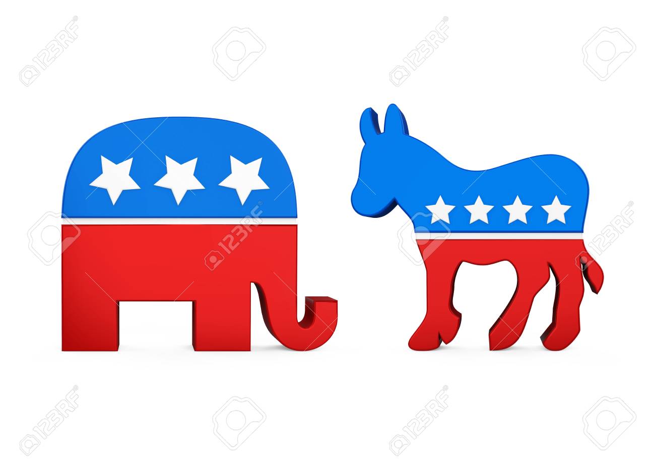Democrat Donkey and Republican Elephant - 91041802 Democrat Donkey and Republican Elephant - 91041802