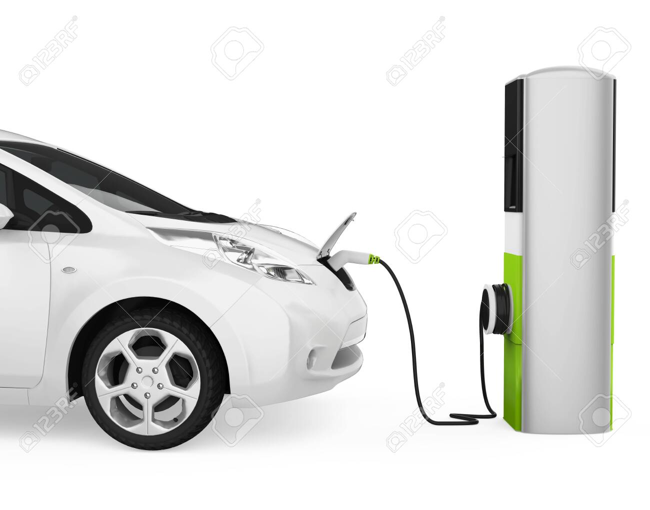 Electric Car in Charging Station Isolated - 136175642 Electric Car in Charging Station Isolated - 136175642