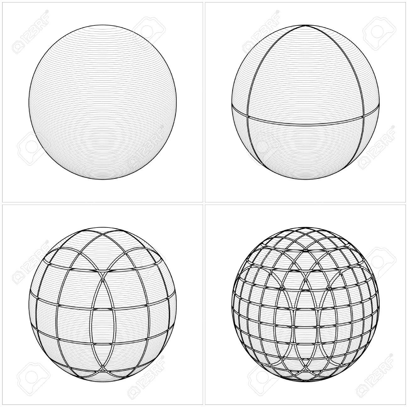 単純なものから複雑なベクトルに球をカットします のイラスト素材 ベクタ Image