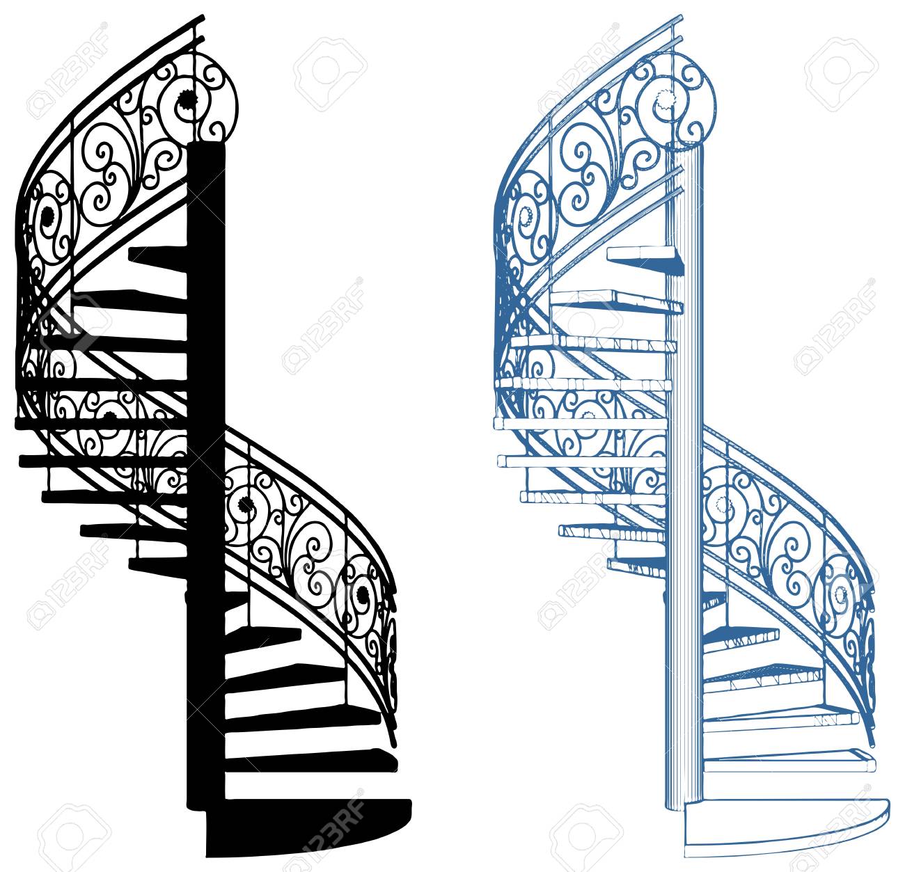 白い背景に隔離された螺旋階段ベクトル のイラスト素材 ベクタ Image