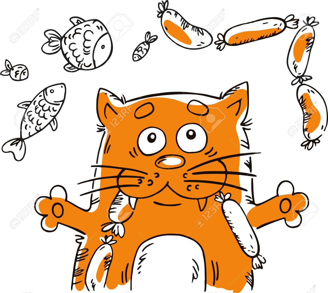 Illustration Vectorielle Avec Chat De Dessin Animé