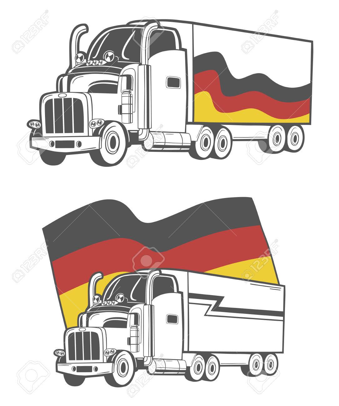 ドイツの旗と大型トラックのイラスト のイラスト素材 ベクタ Image