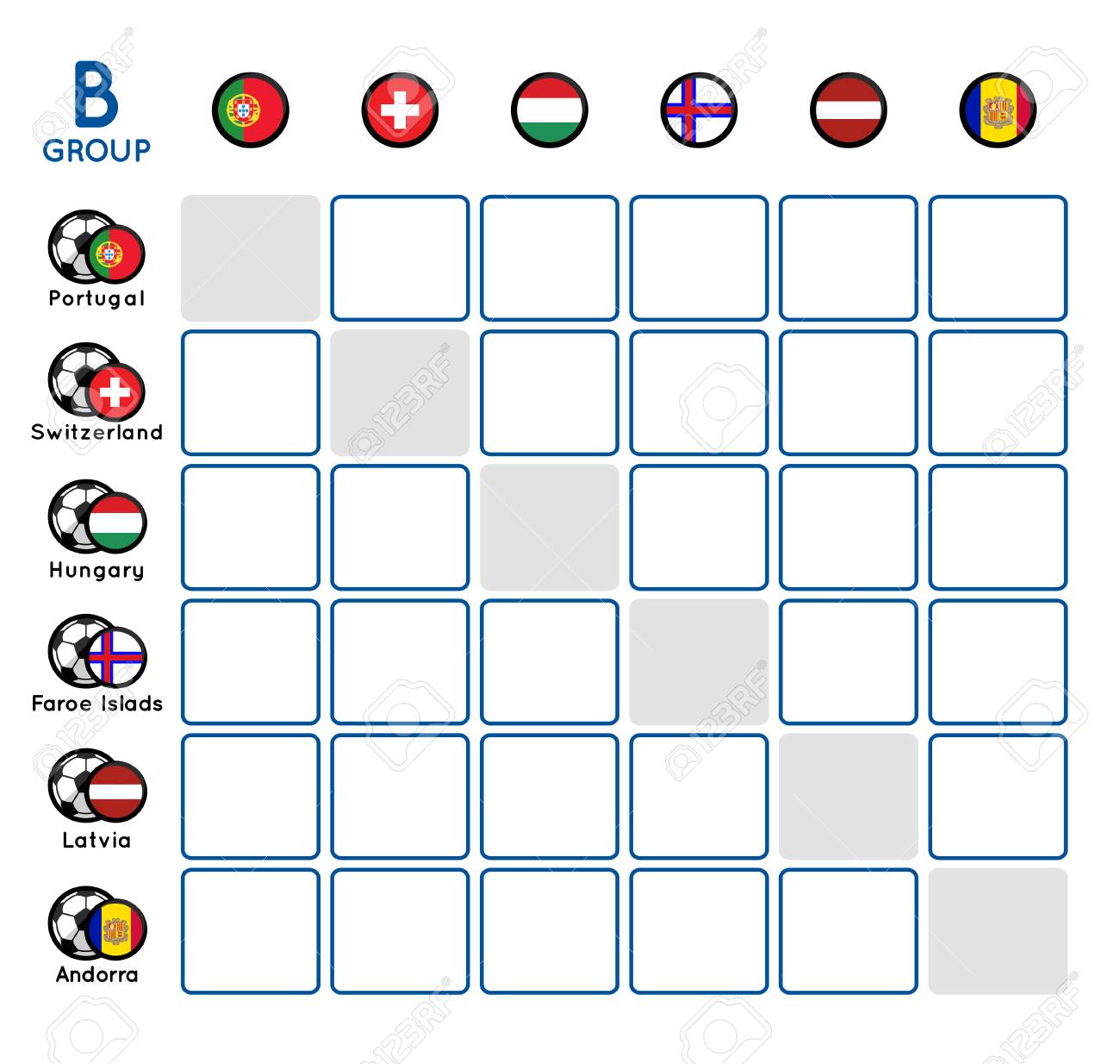 Table Group Championship Group B Football Royalty Free Cliparts