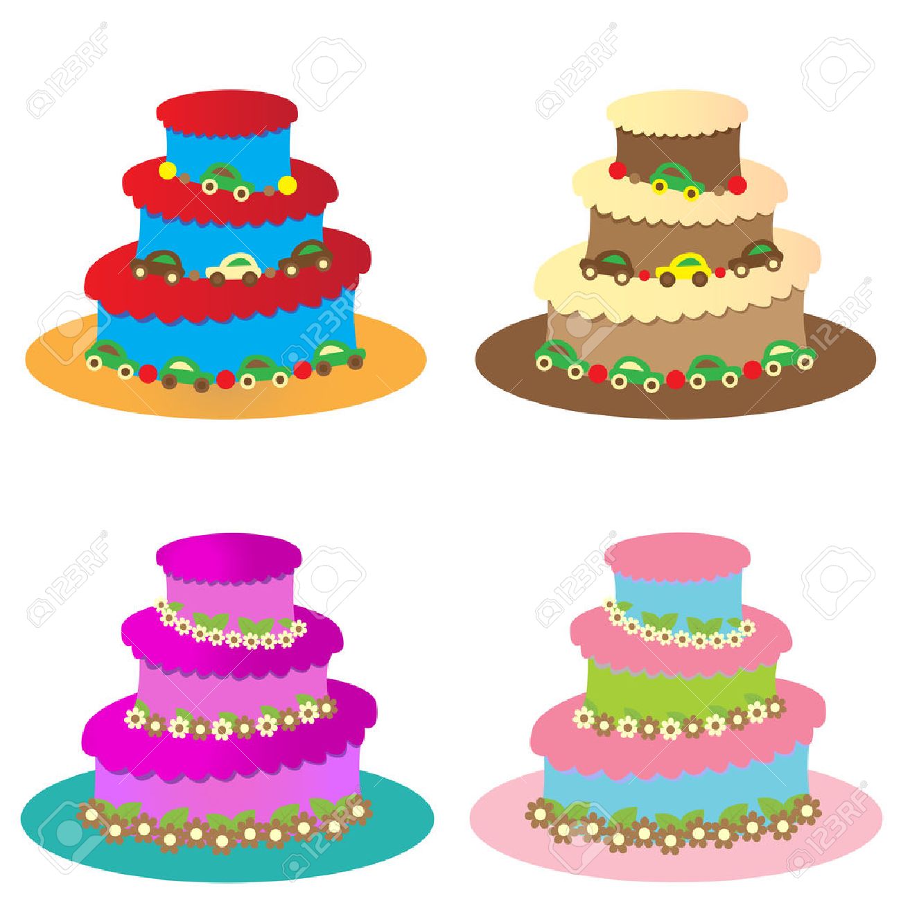 Cakes For Children Without Candles Set Royalty Free SVG, Cliparts, Vectors,  And Stock Illustration. Image 23972806.