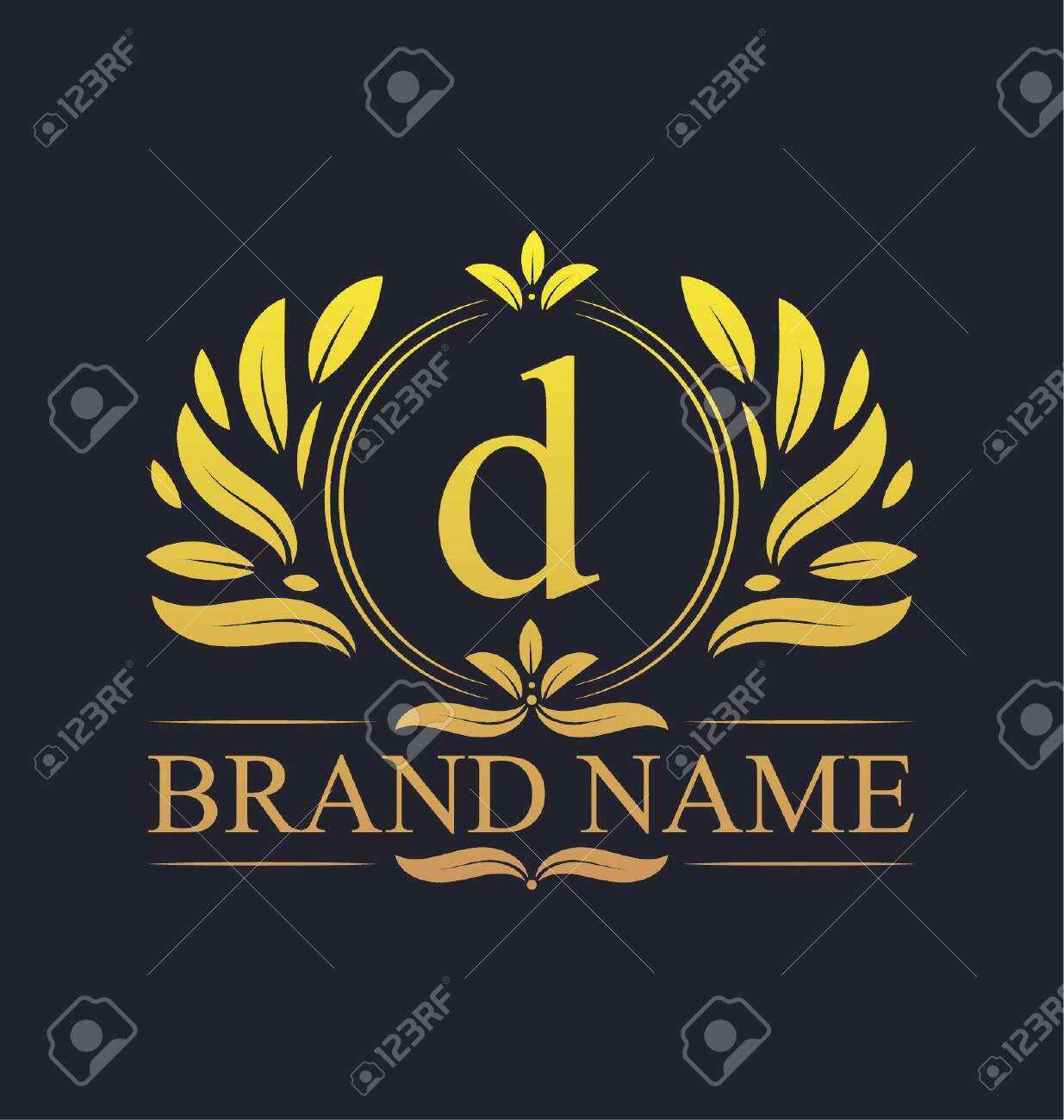 Golden Ornamental Alphabet D Letter Logo Design. Luxurious Golden ...