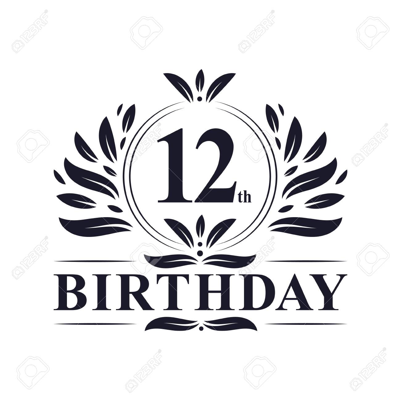 12 Years Birthday Logo Luxury 12th Birthday Design Celebration Royalty Free Cliparts Vectors And Stock Illustration Image