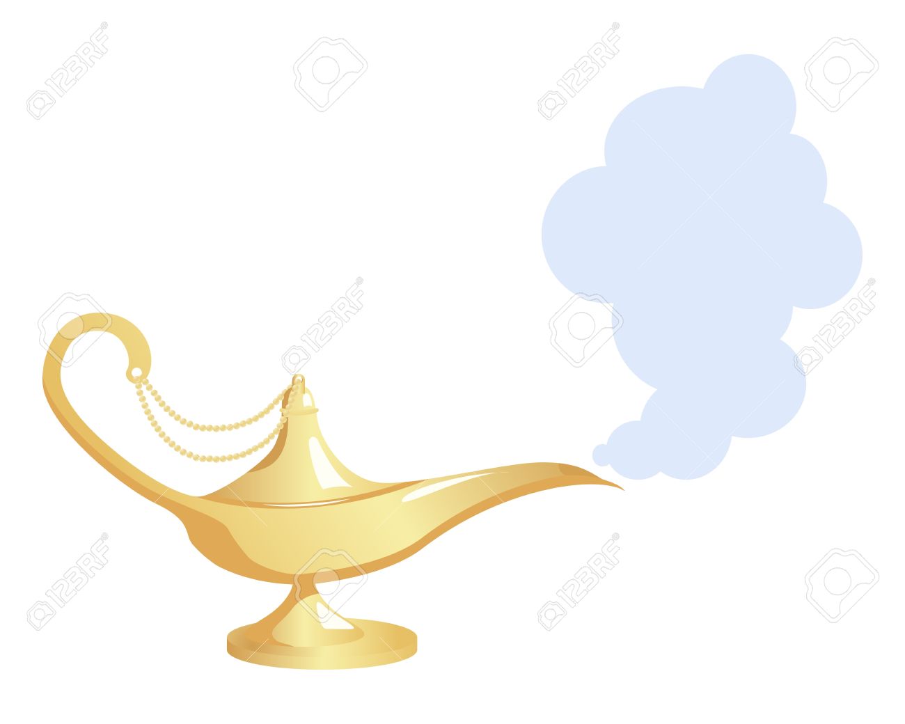 白地にゴールドの魔法のランプ イラスト のイラスト素材 ベクタ Image