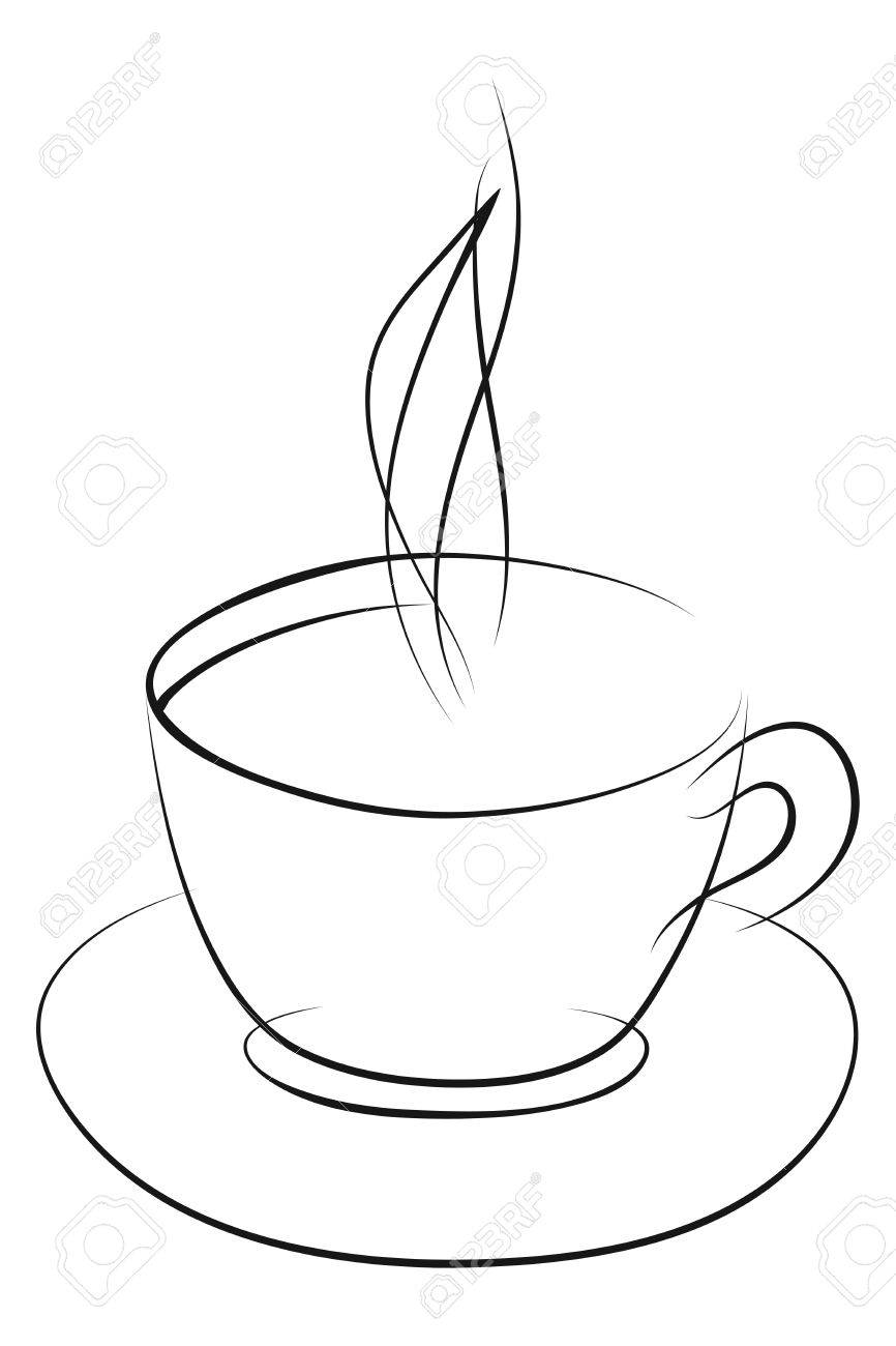 Sketch Of Coffee Cup On A White. Royalty Free SVG, Cliparts, Vectors, and  Stock Illustration. Image 24021307., image size:866x1300