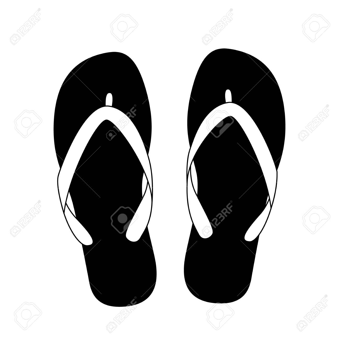 black white flip flops