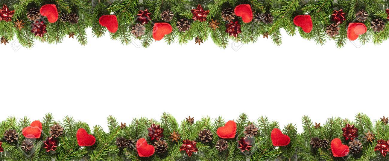 christmas tree branches on white background as a border or template christmas template