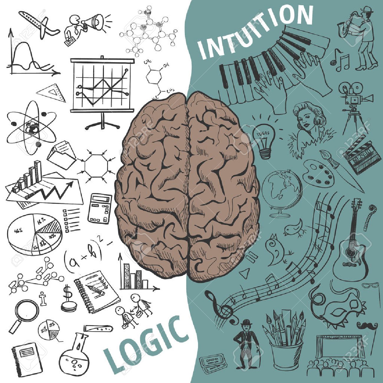Creative Brain Idea. Vector Concept. Left And Right Brain Functions,Human  Brain Concept Royalty Free SVG, Cliparts, Vectors, and Stock Illustration.  Image 41198065.