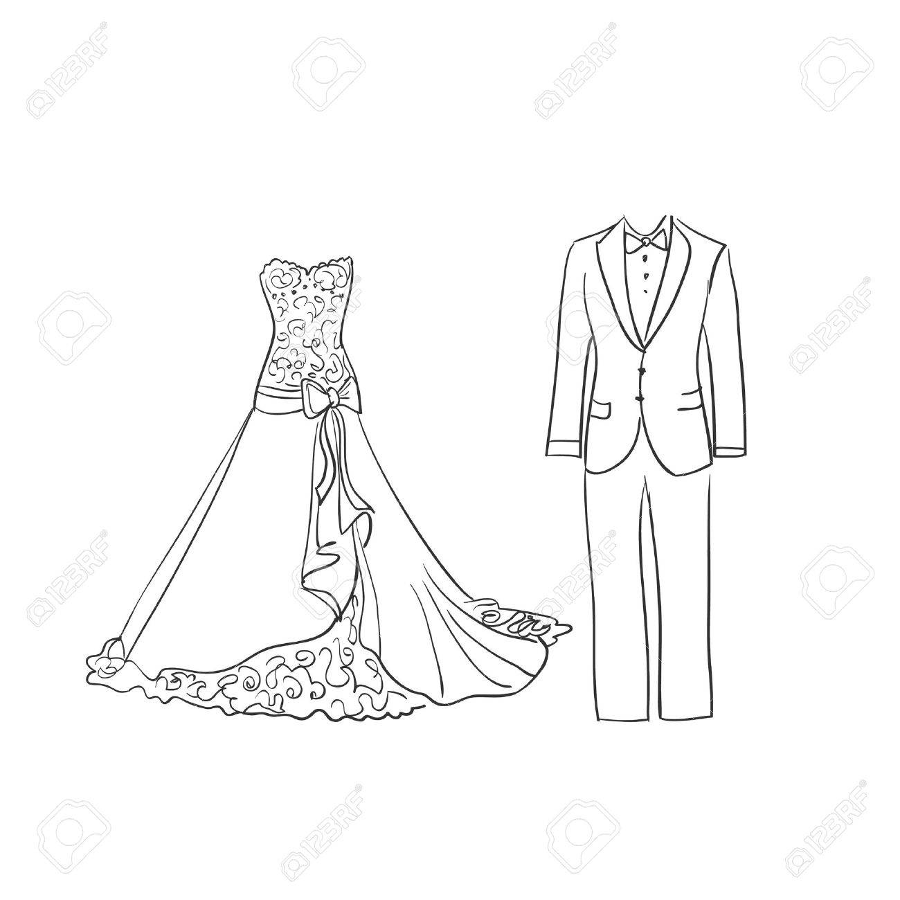 ウェディング ドレスやスーツ 優秀なベクトル図を Eps 10 落書き のイラスト素材 ベクタ Image