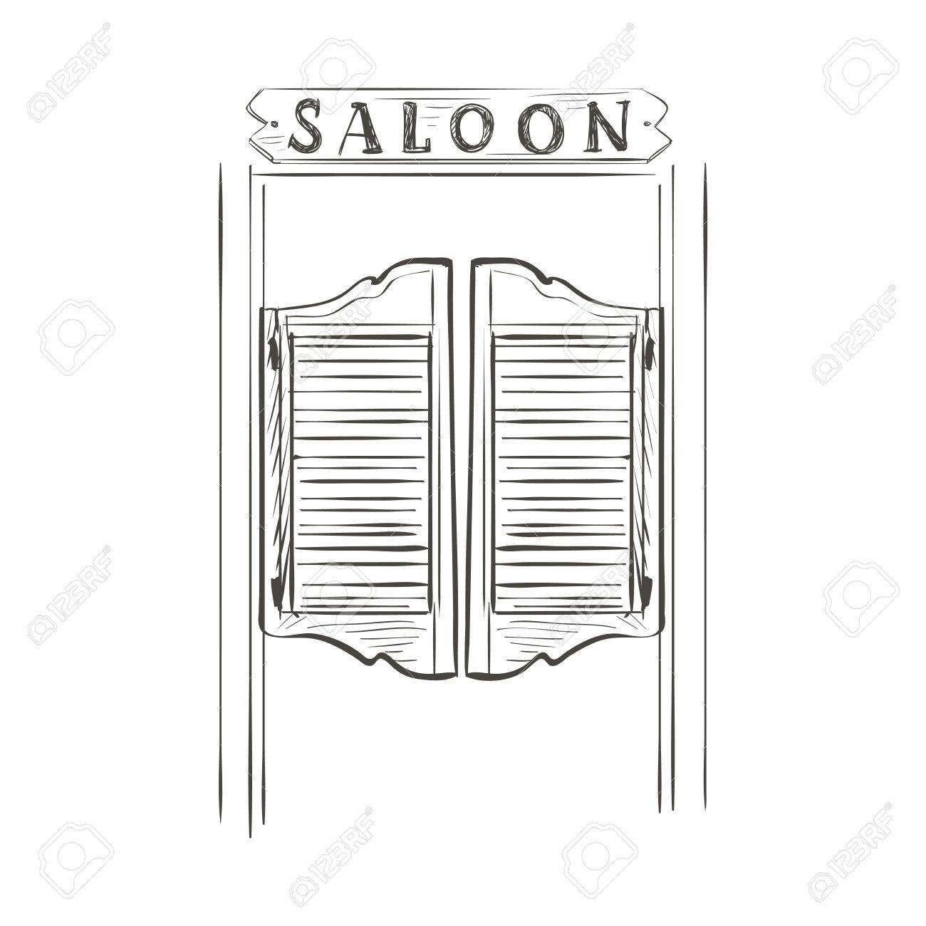Old western swinging saloon doors. Doodle style Stock Vector - 44893928