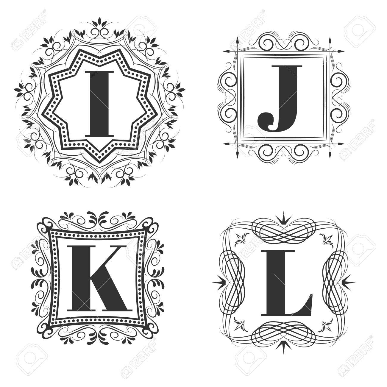 Set Of Classical Logo Or Monogram Design Letters I J K L Royalty Free Cliparts Vectors And Stock Illustration Image