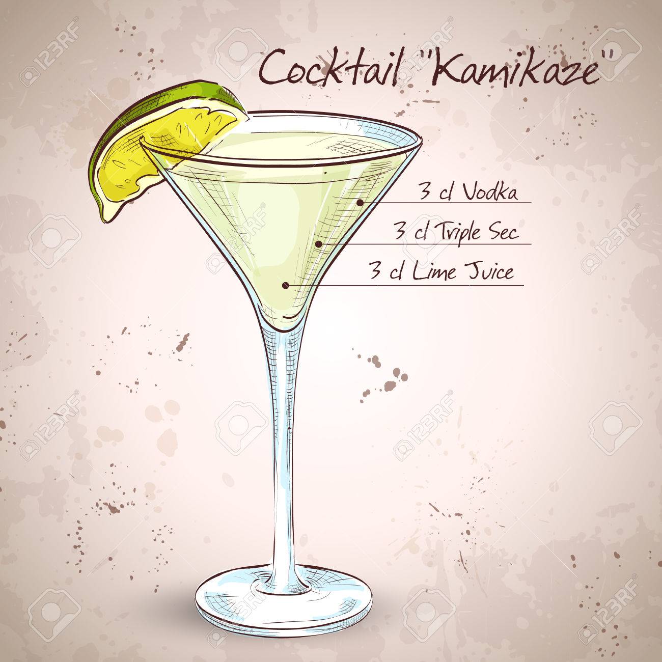 神風アルコール カクテル オレンジ リキュール ライム ウォッカ 成るのイラスト素材 ベクタ Image