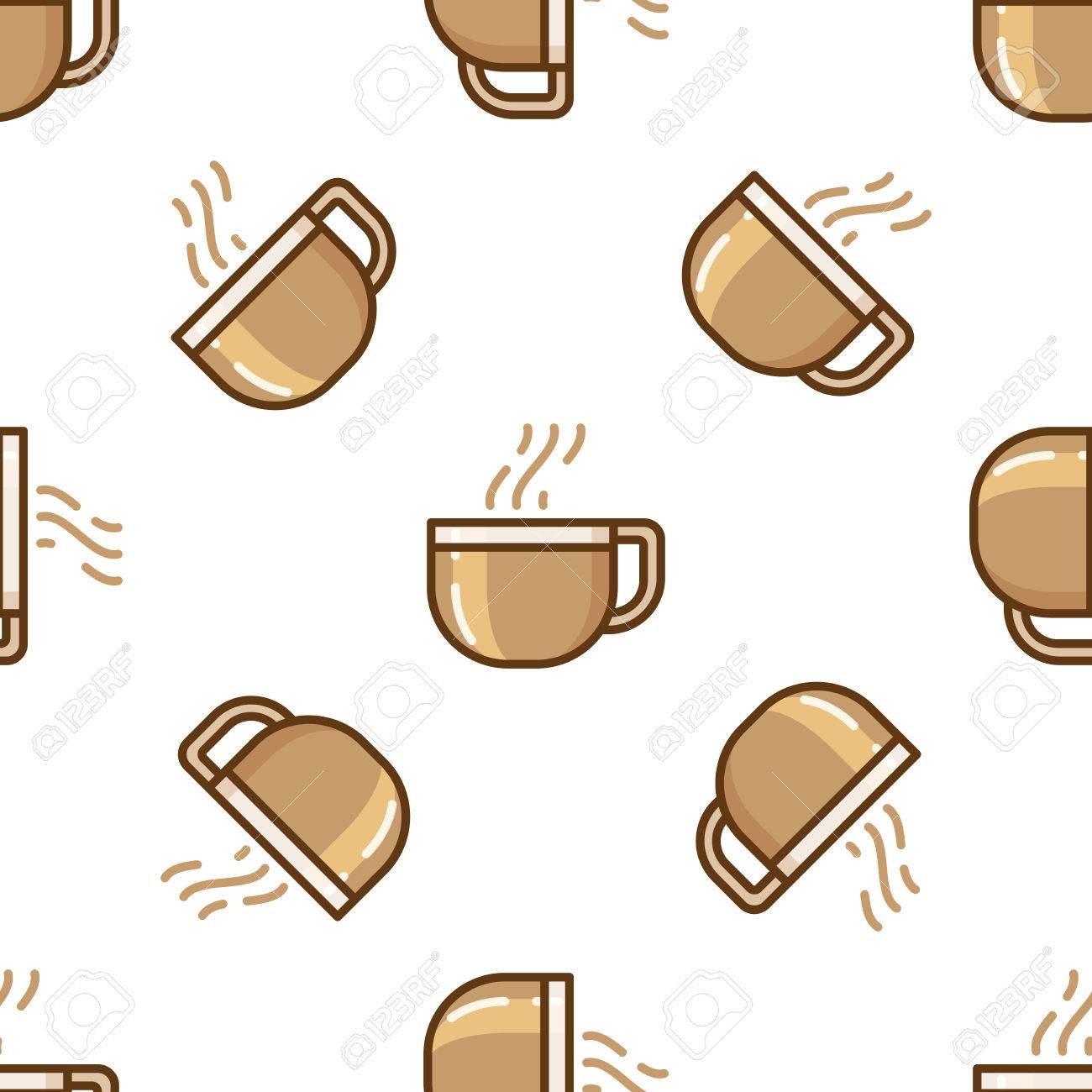 ガラス コーヒー カップ柄 コーヒー ブレークのタイル張りの背景 のイラスト素材 ベクタ Image
