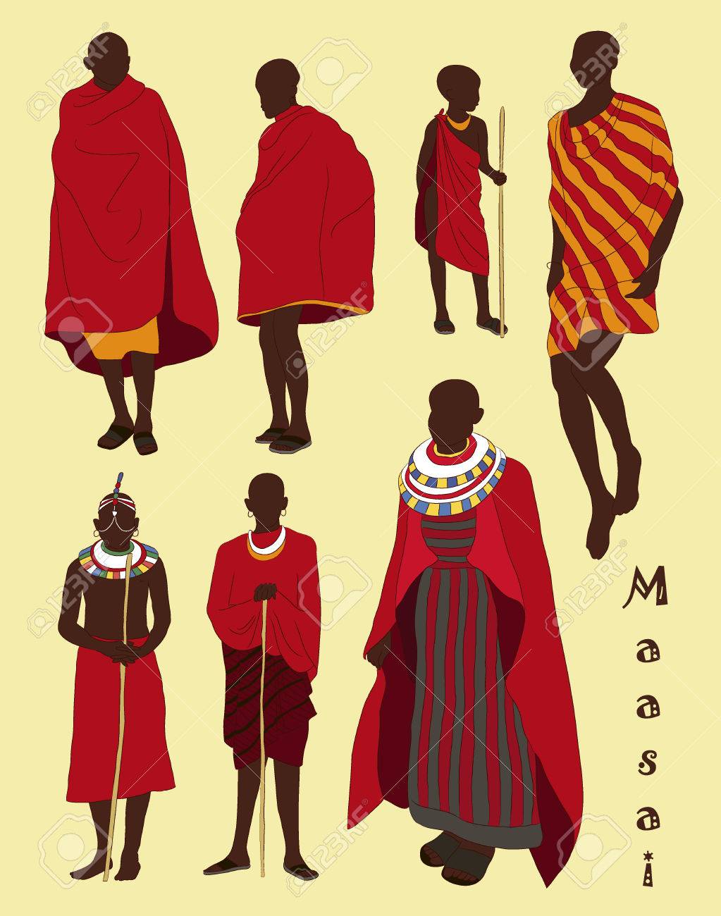マサイ族のいくつかのアフリカの人々のイラスト素材・ベクター Image