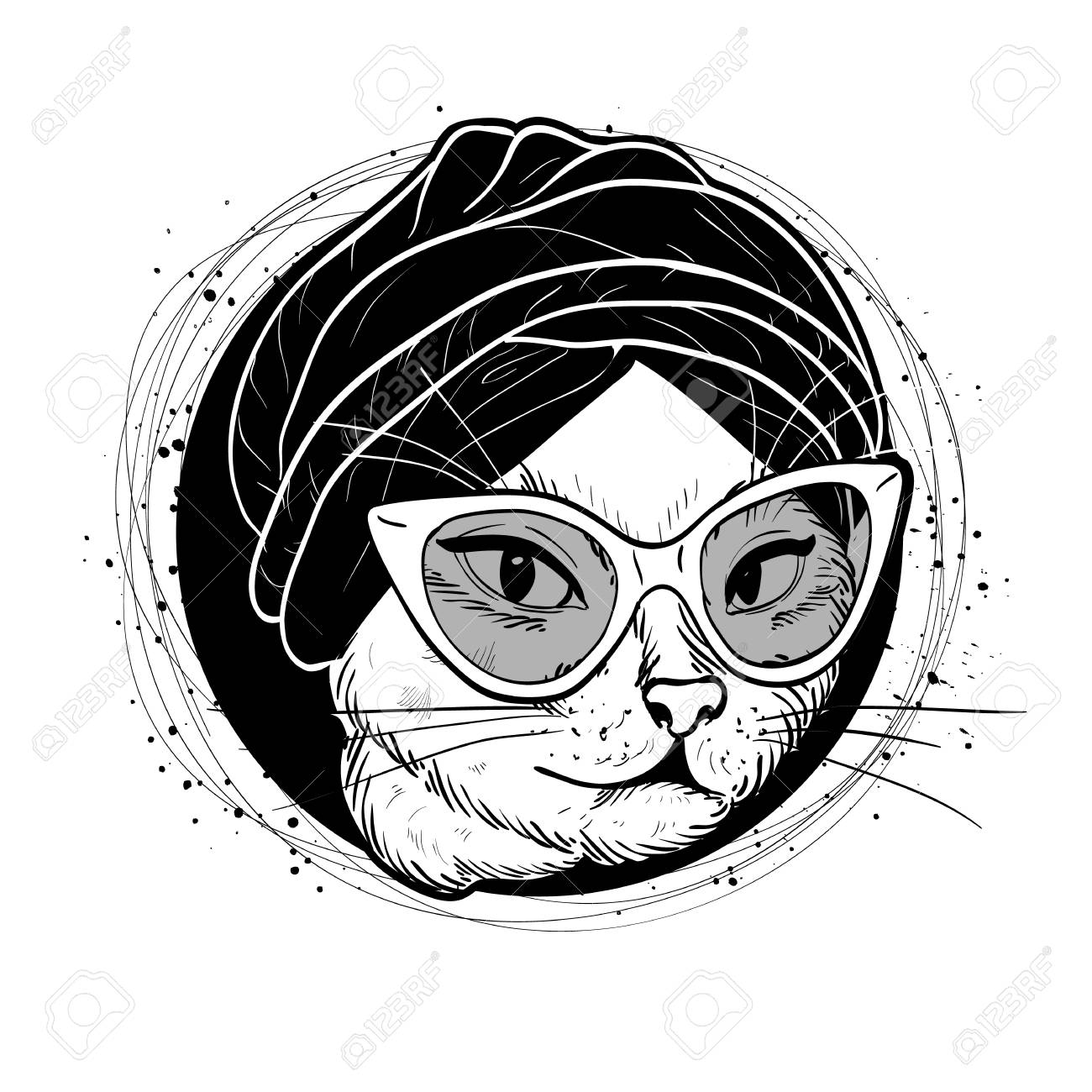 Ensemble De Couleurs Vectorielles De Visage Elegant Femme Chat Clip Art Libres De Droits Vecteurs Et Illustration Image