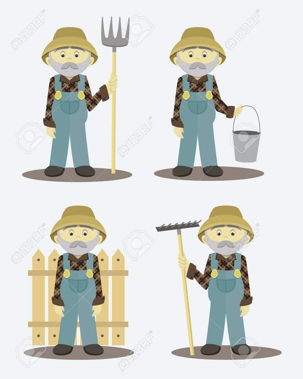 芸術の農夫を設定します 村や田舎の人間 ベクトル図 Eps 10 のイラスト素材 ベクタ Image