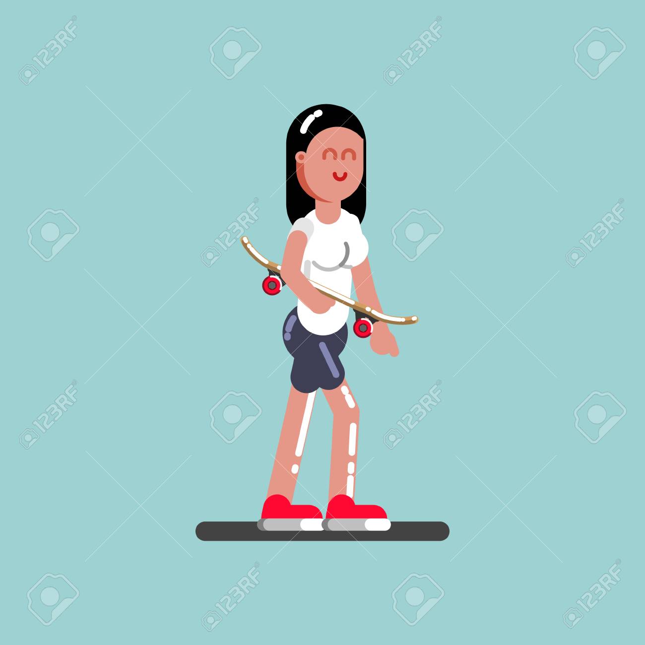ボードを手にして歩く女の子のスケーター ベクトルイラスト Eps 10のイラスト素材 ベクタ Image ボードを手にして歩く女の子のスケーター ベクトルイラスト Eps 10のイラスト素材 ベクタ Image