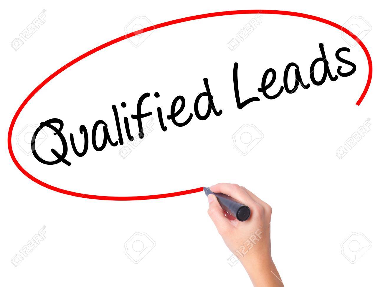 Women Hand writing Qualified Leads with black marker on visual screen. Isolated on white. Business, technology, internet concept. Stock Image - 63293324 Women Hand writing Qualified Leads with black marker on visual screen. Isolated on white. Business, technology, internet concept. Stock Image - 63293324