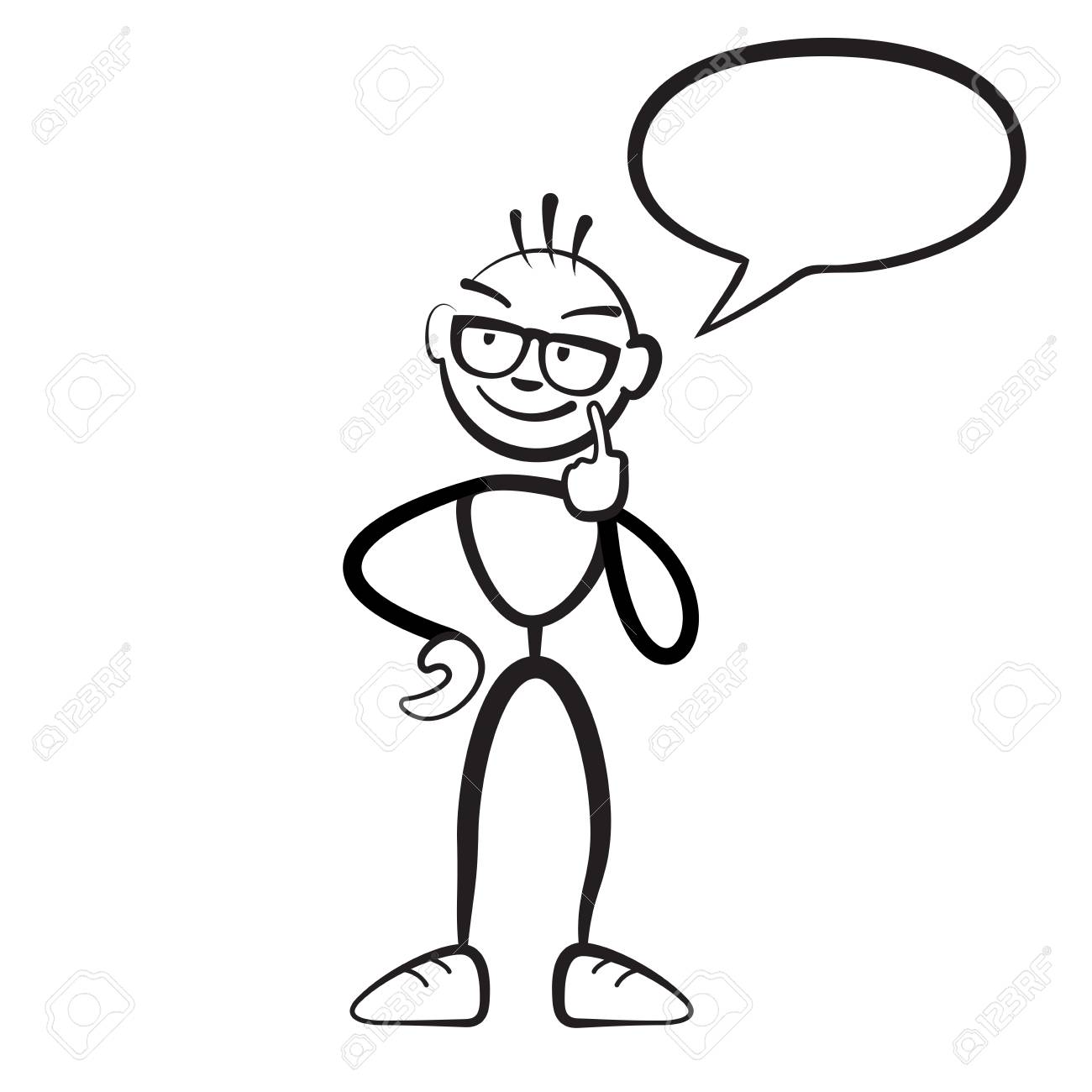Figura De Pau Homem Reflexão Discurso Bolha Persona, Stickman Vector Desenho No Fundo Branco Royalty Free SVG, Cliparts, Vetores, e Ilustrações Stock. Image 69006436