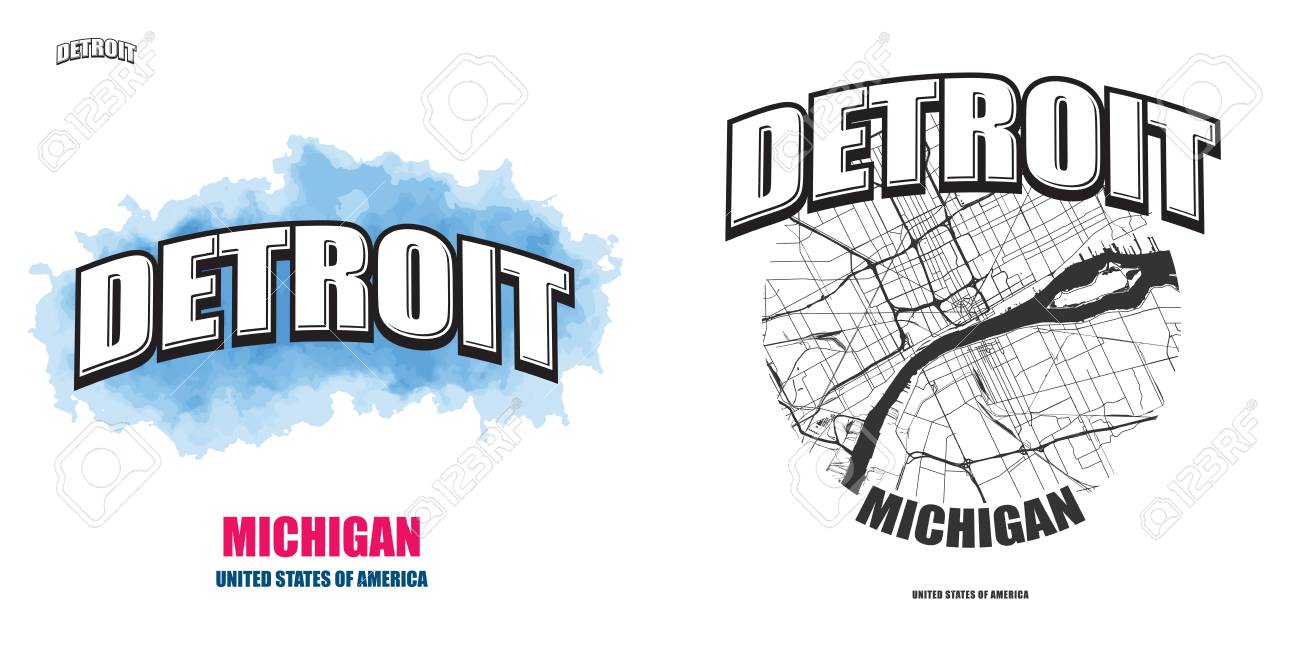 Detroit Michigan Logo Design Two In One Vector Arts Big Logo Royalty Free Cliparts Vectors And Stock Illustration Image 100188057