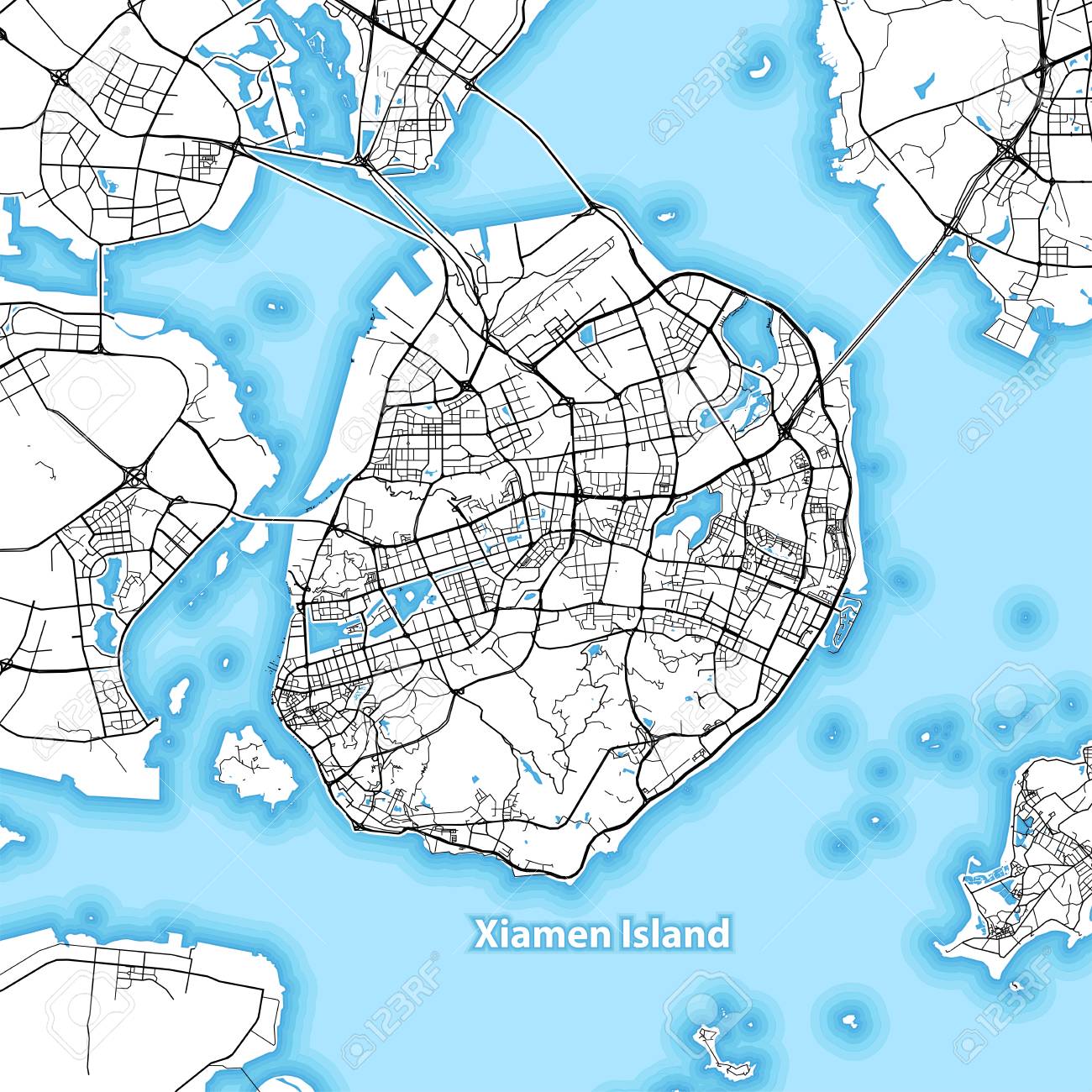 Map Of Xiamen Island China With The Largest Highways Roads