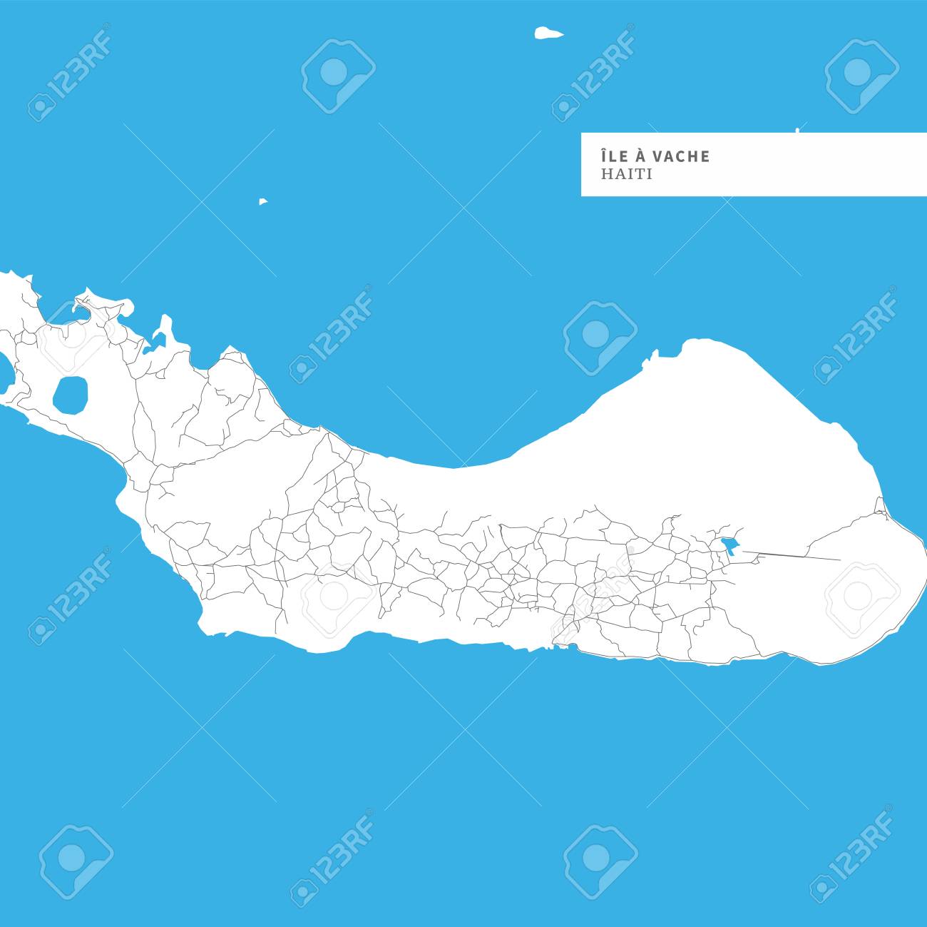 イル ア ヴァッシュ島の地図 ハイチは 土地の質量 水 主要道路やマイナー道路のための地理の概要が含まれています のイラスト素材 ベクタ Image