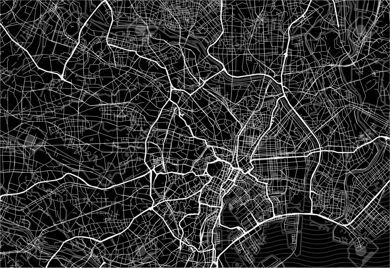 Dark Area Map Of Tokyo Japan This Artmap Of Tokyo Contains Royalty Free Cliparts Vectors And Stock Illustration Image