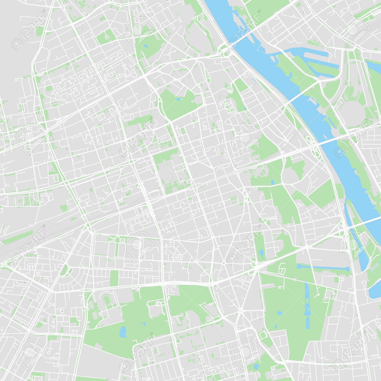 Downtown vector map of Warsaw, Poland. This printable map of.. picture relating to Printable Map of Poland called Downtown vector map of Warsaw, Poland. This printable map of..