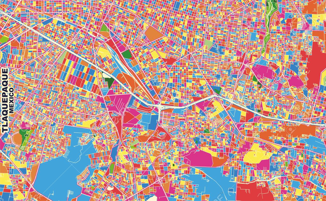 Colorful Vector Map Of Tlaquepaque Jalisco Mexico Art Map Royalty Free Cliparts Vectors And Stock Illustration Image 145687988