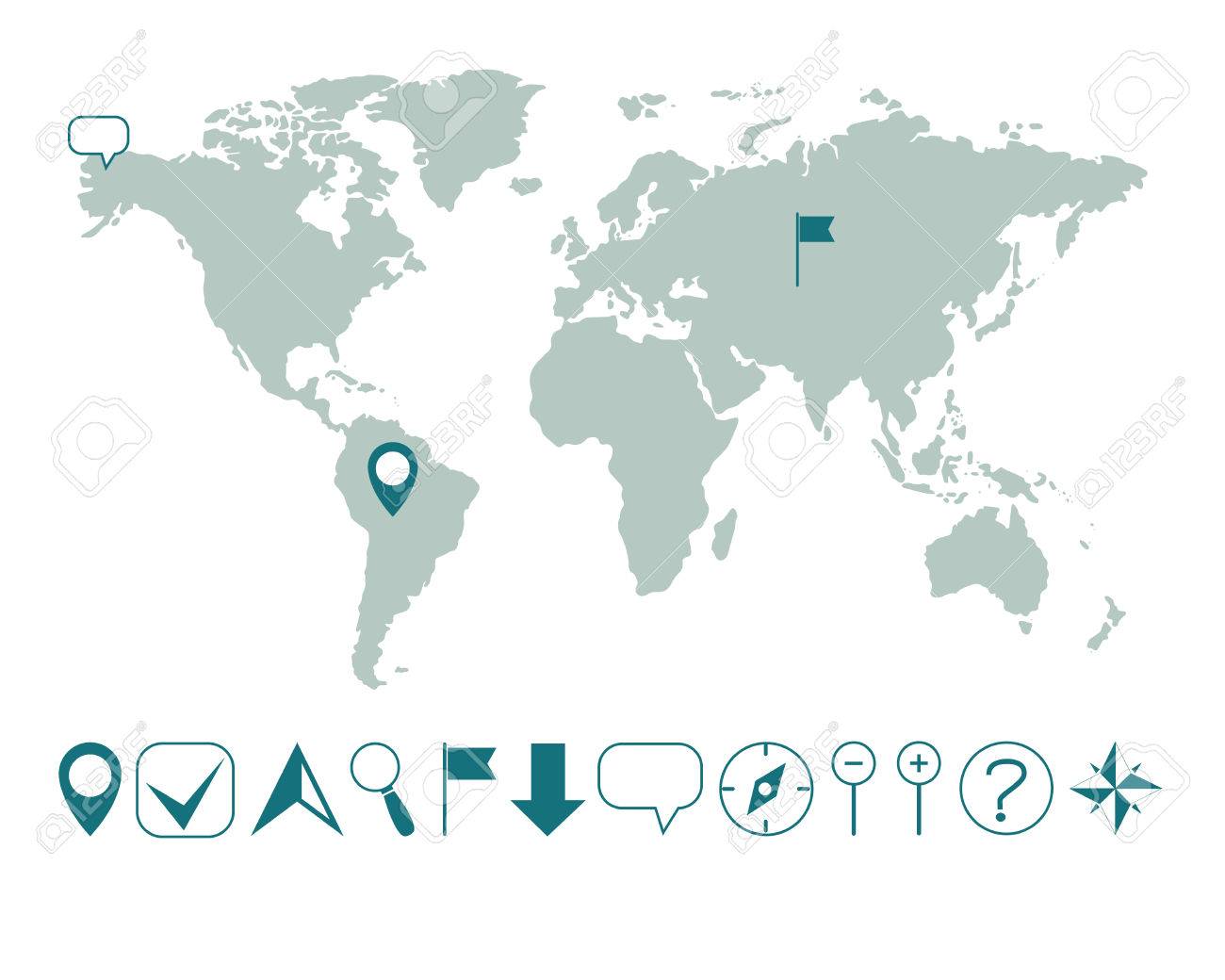 world map with various icons easy editable royalty free cliparts world map editable