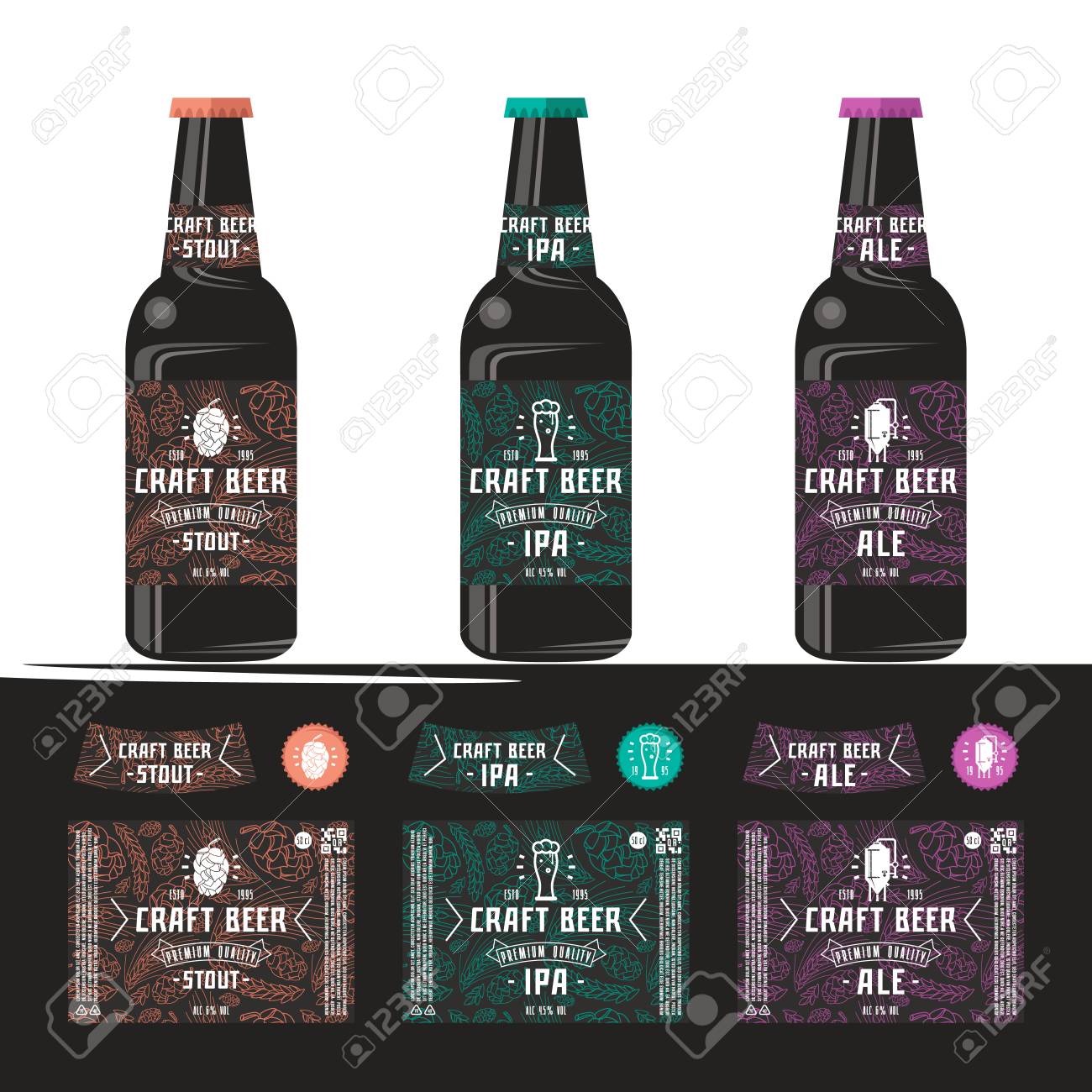 Satz Von Vorlagen-Label Für Craft-Bier. Drucken Sie Auf Einem With Craft Label Templates