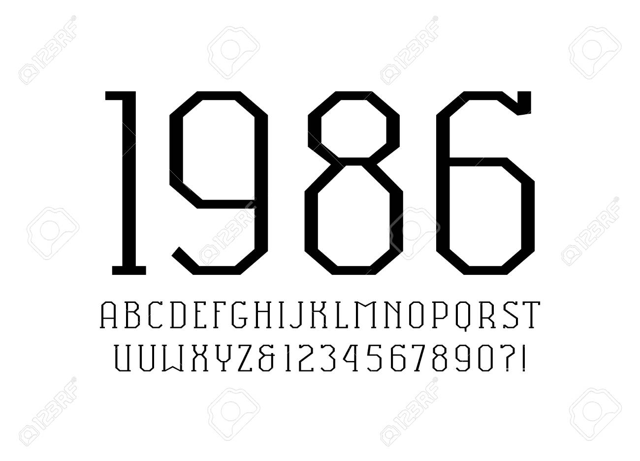 スポーツスタイルのスラブセリフフォント 細い線の書体 ロゴとタイトルデザインの文字と数字 白い背景に隔離のイラスト素材 ベクタ Image スポーツスタイルのスラブセリフフォント 細い線の書体 ロゴとタイトルデザインの文字と数字 白い背景に隔離のイラスト素材 ベクタ Image