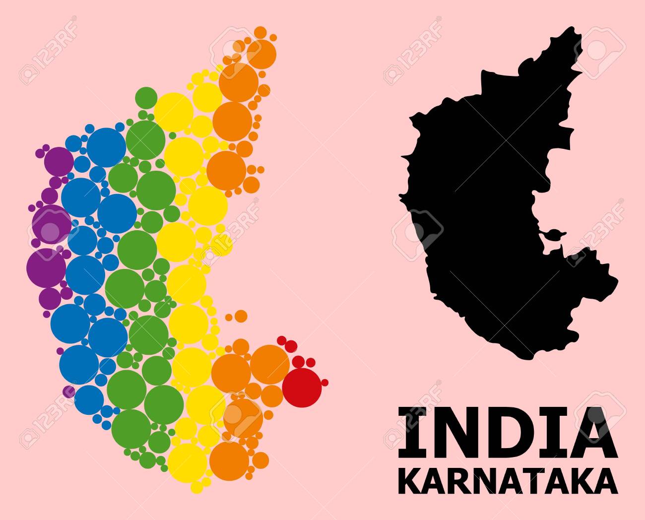 spectrum colored mosaic vector map of karnataka state for lgbt royalty free cliparts vectors and stock illustration image 147879206 123rf com