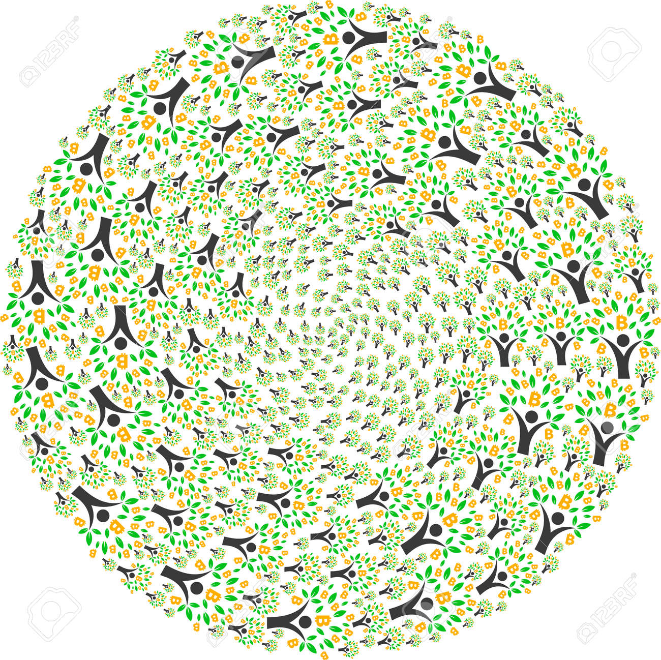비트코인 트리 맨 아이콘 원심 구형 모자이크 비트코인 트리 맨 요소는 클러스터 컬 모자이크 구조로 결합됩니다. 로열티 무료 사진,  그림, 이미지 그리고 스톡포토그래피. Image 178192803